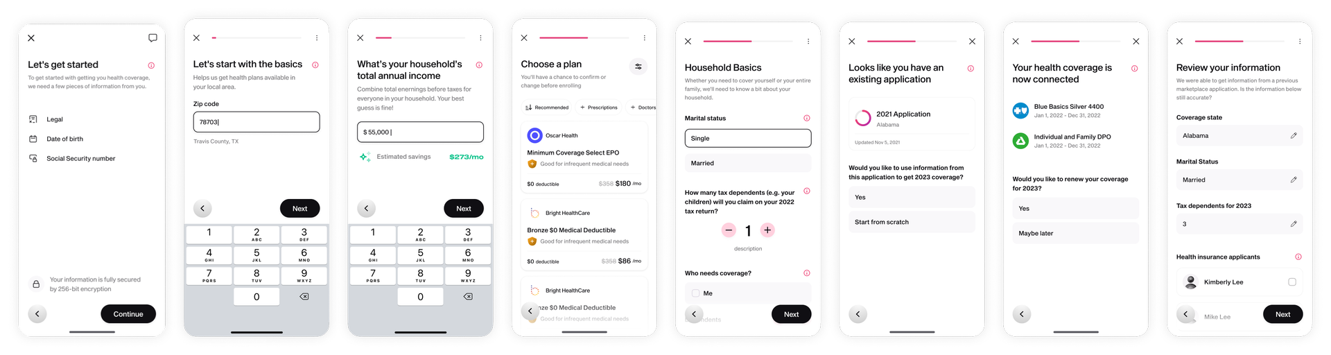 Health coverage application